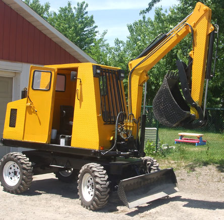 hand made mini wheel excavator 